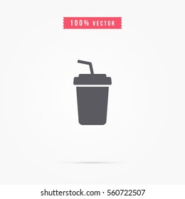 Paper cup with drinking straw icon.


