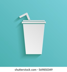Paper cup with drinking straw icon