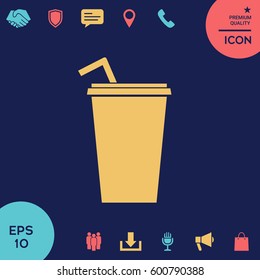 Paper cup with drinking straw icon