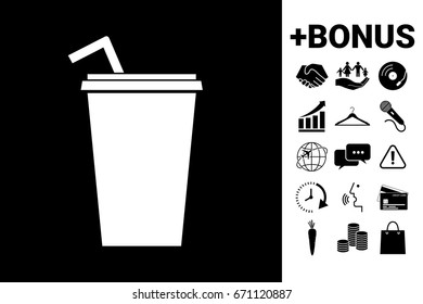 Paper cup with drinking straw icon