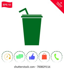 Paper cup with drinking straw icon