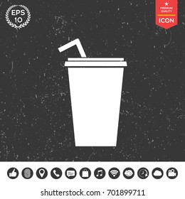 Paper cup with drinking straw icon