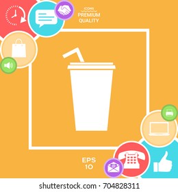 Paper cup with drinking straw icon