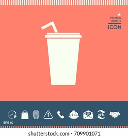 Paper cup with drinking straw icon