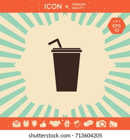 Paper cup with drinking straw icon