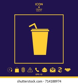Paper cup with drinking straw icon