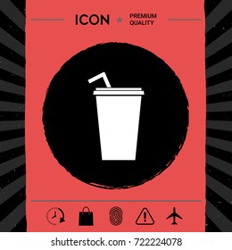 Paper cup with drinking straw icon
