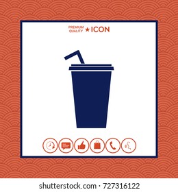 Paper cup with drinking straw icon