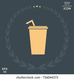 Paper cup with drinking straw icon
