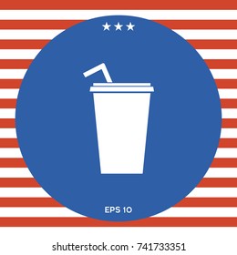 Paper cup with drinking straw icon