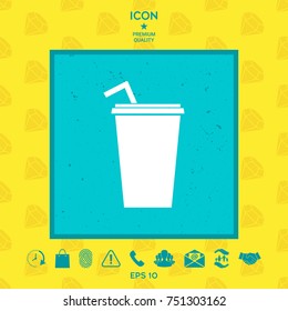 Paper cup with drinking straw icon