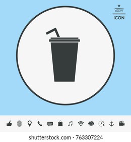 Paper cup with drinking straw icon