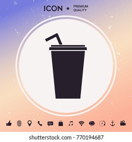 Paper cup with drinking straw icon