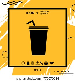 Paper cup with drinking straw icon
