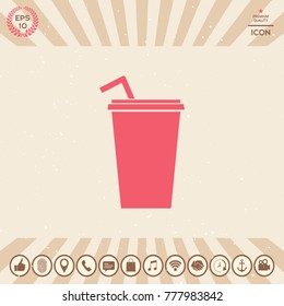 Paper cup with drinking straw icon