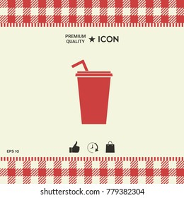 Paper cup with drinking straw icon