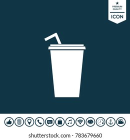 Paper cup with drinking straw icon
