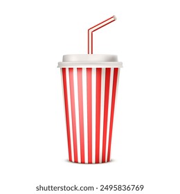 Paper cup for drinks in the cinema. Vector illustration