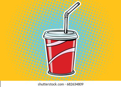 paper Cup fast food beverage. Pop art retro comic book vector illustration