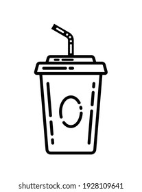 Paper cup of fast food drink color line icon. fast food drink vector line colorful sign.