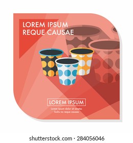Paper Cup flat icon with long shadow,eps10