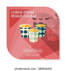 Paper Cup flat icon with long shadow,eps10