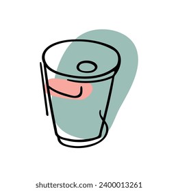 Paper Cup of fresh juice, tea or coffee. Coffee drink made of  line. Coffee to go concept, for fast food cafe design. Vector