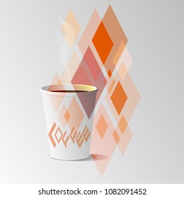 Paper cup with hot coffee