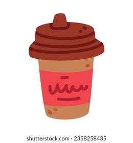 Paper Cup with Hot Coffee Autumn Drink Vector Illustration