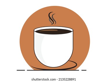 Paper cup for hot coffee on yellow circle background