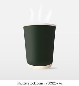 paper cup with hot drink. Smoke from the heat. Vector illustration.
