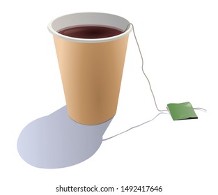 Paper cup with hot tea isolated