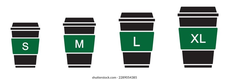 Paper cup icon. Drink cup size icon, vector illustration