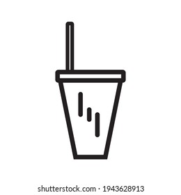 Paper cup icon in flat line style. Drink icon. Fast food. Vector isolated illustration.