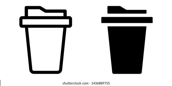 Paper cup icon in flat style, for soda, juice or cold beverage, Drink icon, Fast food. Vector illustration 