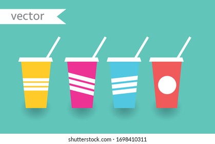 Paper cup icon in flat style. Drink icon. Fast food. Vector isolated illustration.