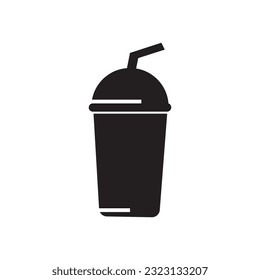Icono de taza de papel en estilo plano. Icono de bebida. Comida rápida. Ilustración aislada del vector.