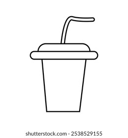 Ícone de copo de papel em estilo plano. Ícone Beber. Fast food.on fundo branco