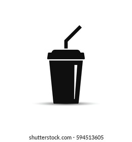 Paper cup icon in flat style. Drink icon. Fast food. Vector isolated illustration.