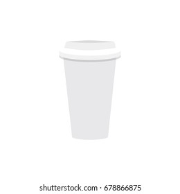 Paper cup icon in flat style for web and creative design. Vector illustration. Isolated on white