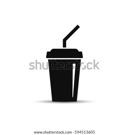 Paper cup icon in flat style. Drink icon. Fast food. Vector isolated illustration.