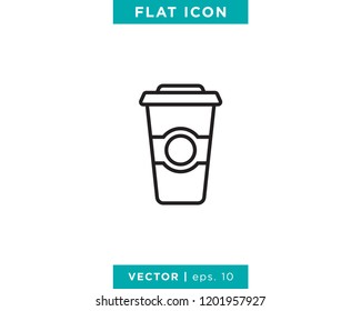 Paper Cup Icon Line Vector Logo Design Template. Editable Stroke.