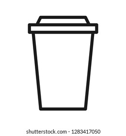 Paper Cup Icon. Stroke Outline Style. Line Vector.