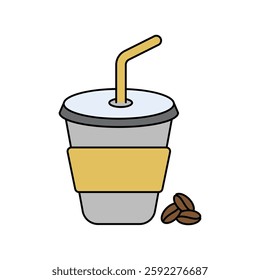 paper cup icon with white background vector stock illustration