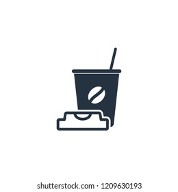 Paper cup isolated flat icon on white background, 400 coffee set, logo and sign
