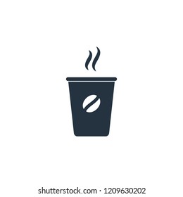 Paper cup isolated flat icon on white background, 400 coffee set, logo and sign