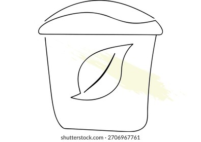 Taza de papel con la hoja para el café respetuoso del medio ambiente o el bosquejo de la bebida
