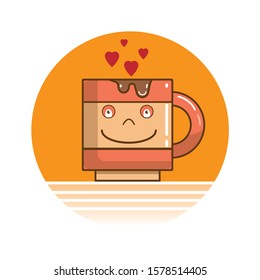 paper cup with a lid for coffee, brown, isolated object on a white background, vector illustration