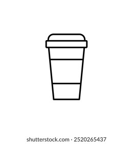 Icono de línea de taza de papel, ilustración lineal simple negra plana de Vector para Web y App.. eps