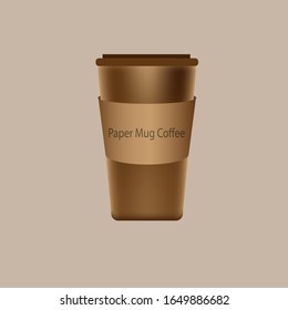 paper cup mug coffee brown background vector